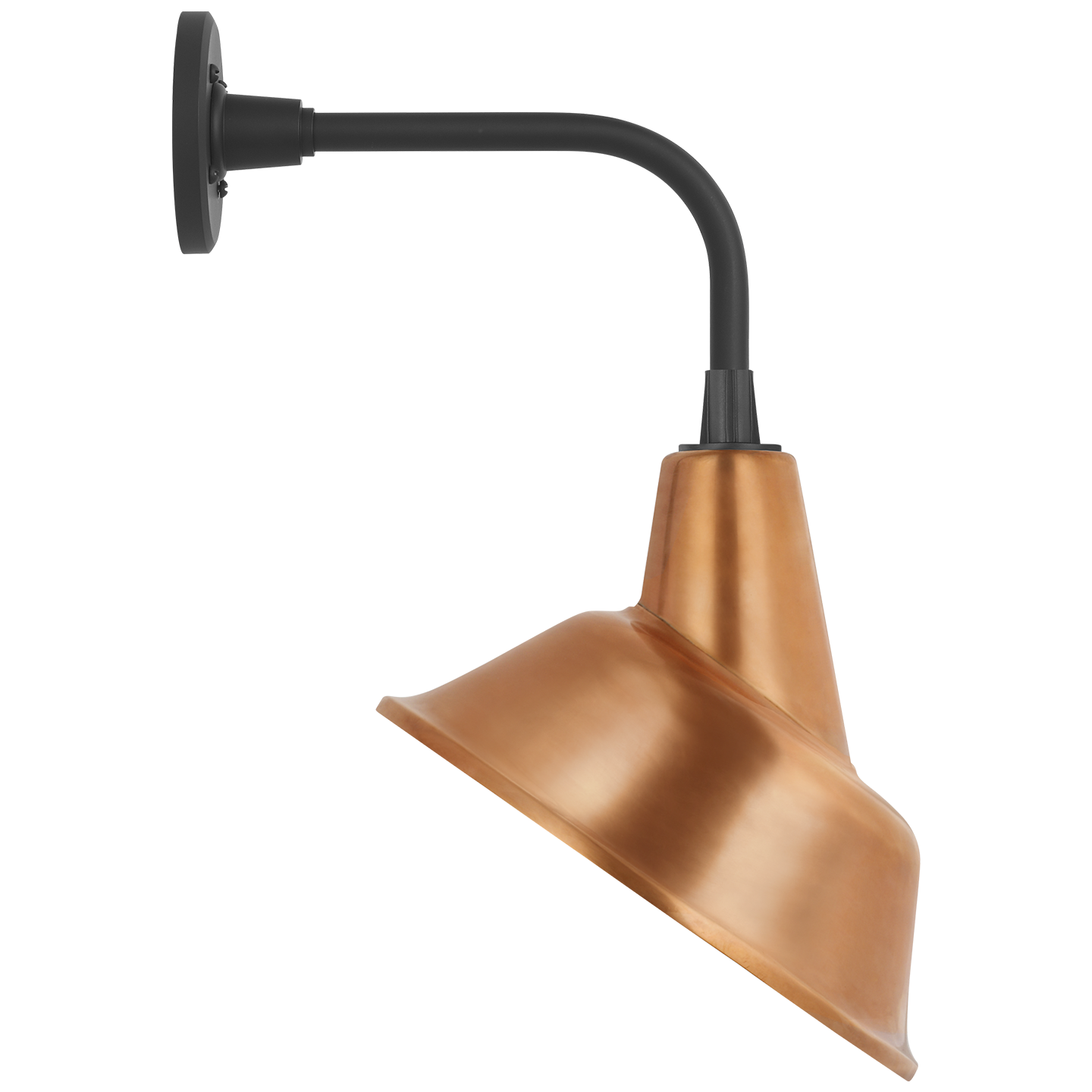 Academy 11" Rex Barn Light | Matte Black | 12.5 | 12.5" Soft Copper Tilted Bowers Shade