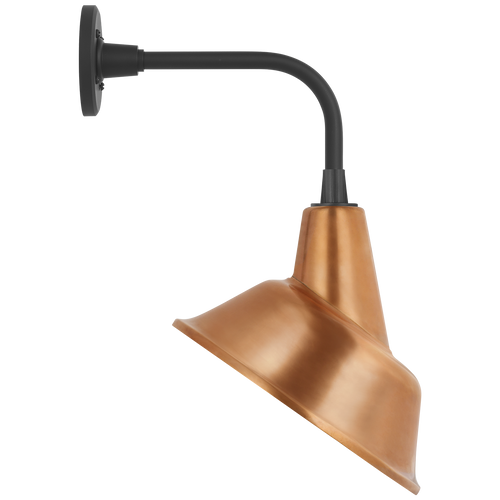 Academy 11" Rex Barn Light | Matte Black | 12.5 | 12.5" Soft Copper Tilted Bowers Shade