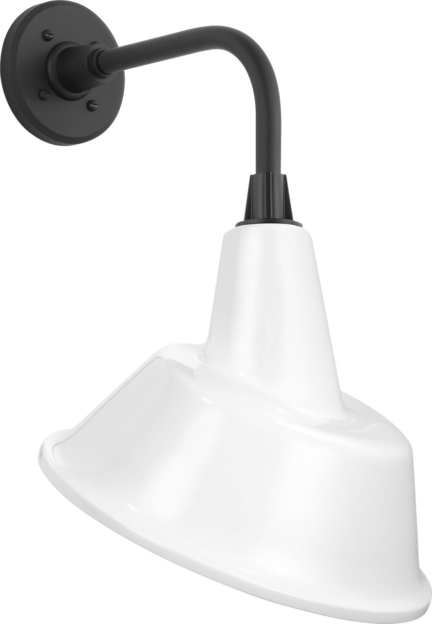 Academy 11" Rex Barn Light | Matte Black | 12.5 | 12.5" White Tilted Bowers Shade