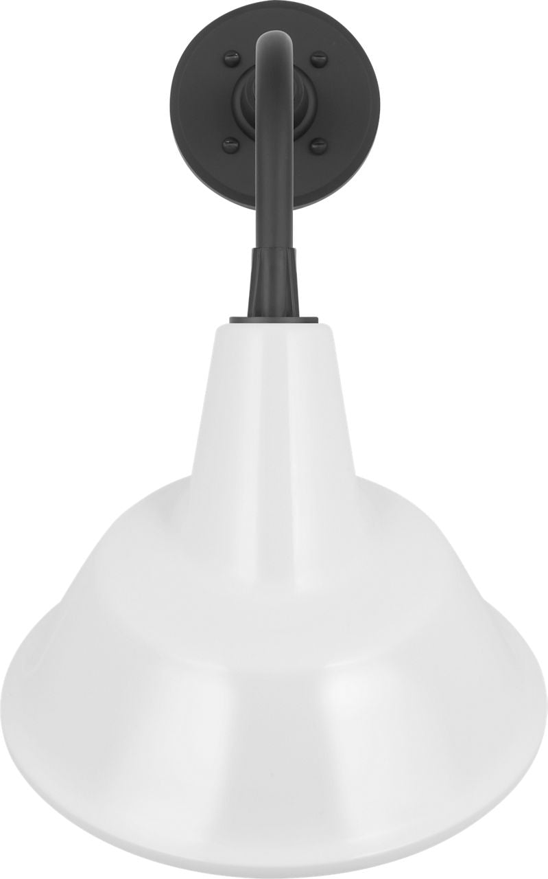Academy 11" Rex Barn Light | Matte Black | 12.5 | 12.5" White Tilted Bowers Shade