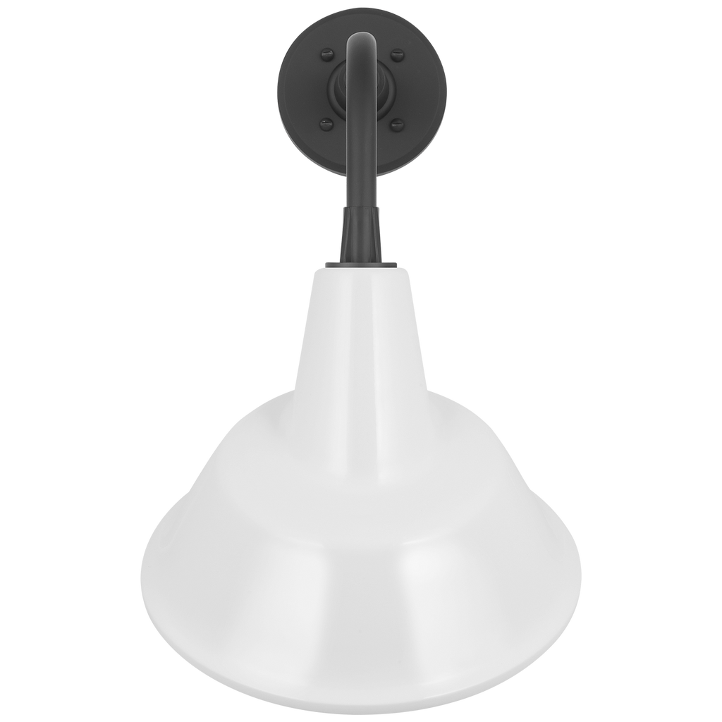 Academy 11" Rex Barn Light | Matte Black | 12.5 | 12.5" White Tilted Bowers Shade