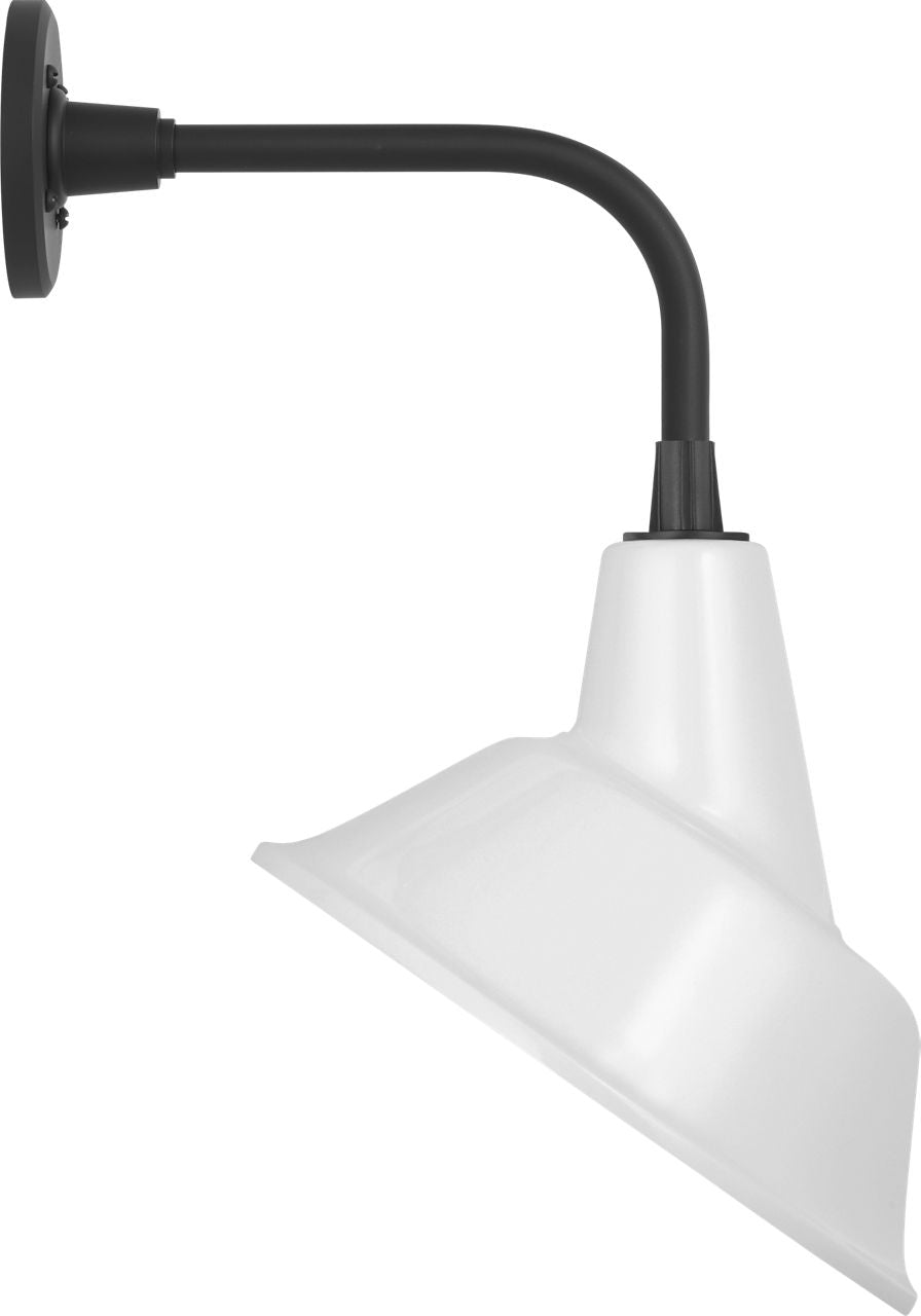 Academy 11" Rex Barn Light | Matte Black | 12.5 | 12.5" White Tilted Bowers Shade