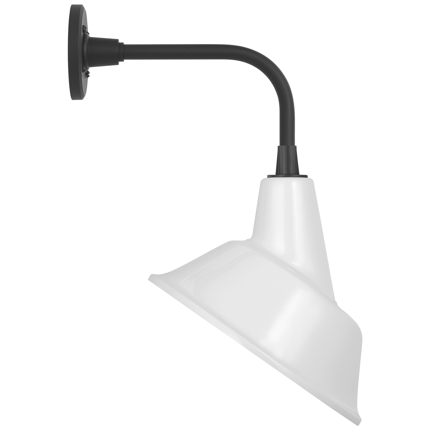Academy 11" Rex Barn Light | Matte Black | 12.5 | 12.5" White Tilted Bowers Shade
