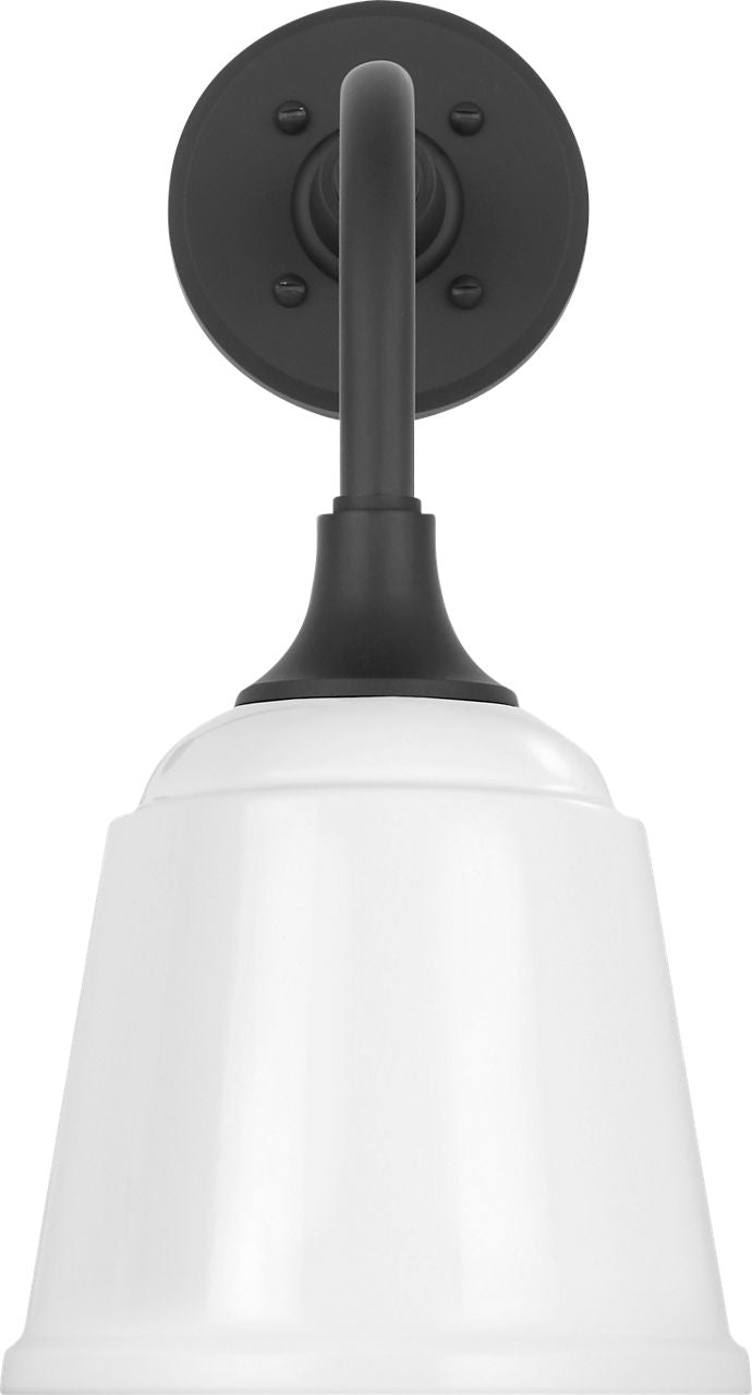 Academy 11" Rex Barn Light | Matte Black | 8 | 8" White Rockhouse Shade