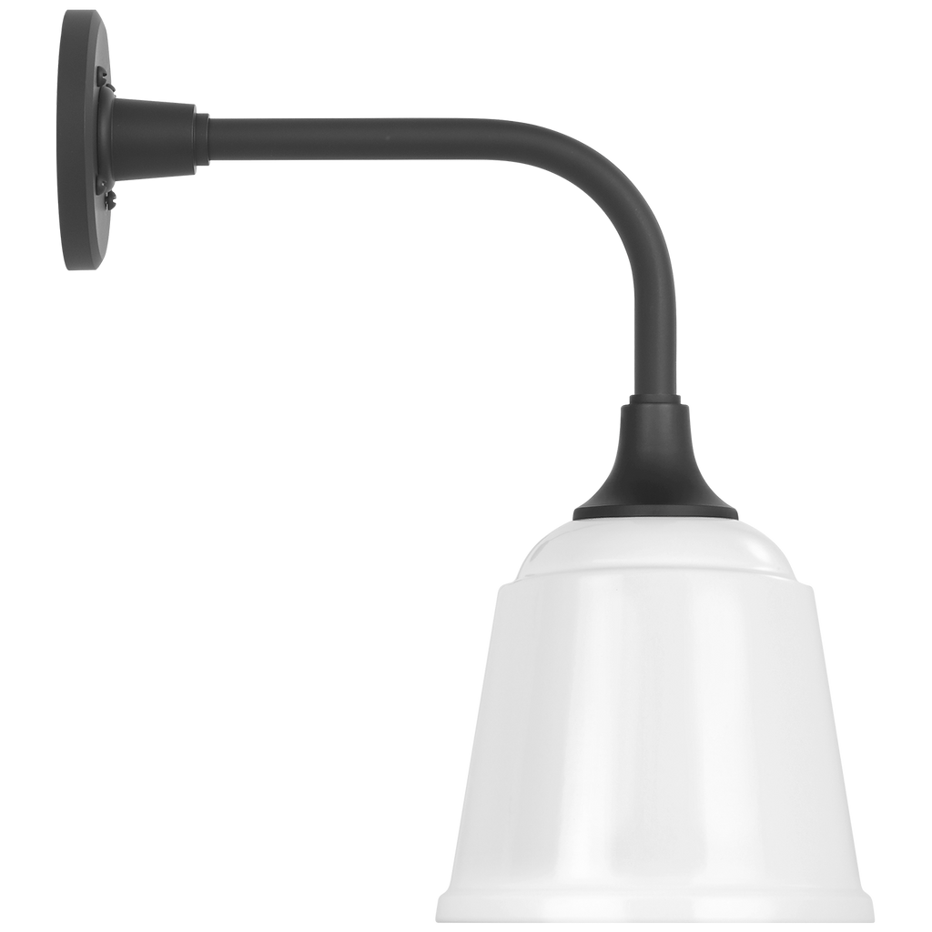 Academy 11" Rex Barn Light | Matte Black | 8 | 8" White Rockhouse Shade