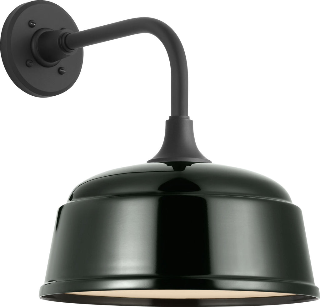 Academy 11" Rex Barn Light | Matte Black | 12.5 | 12.5" Green Rockhouse Shade