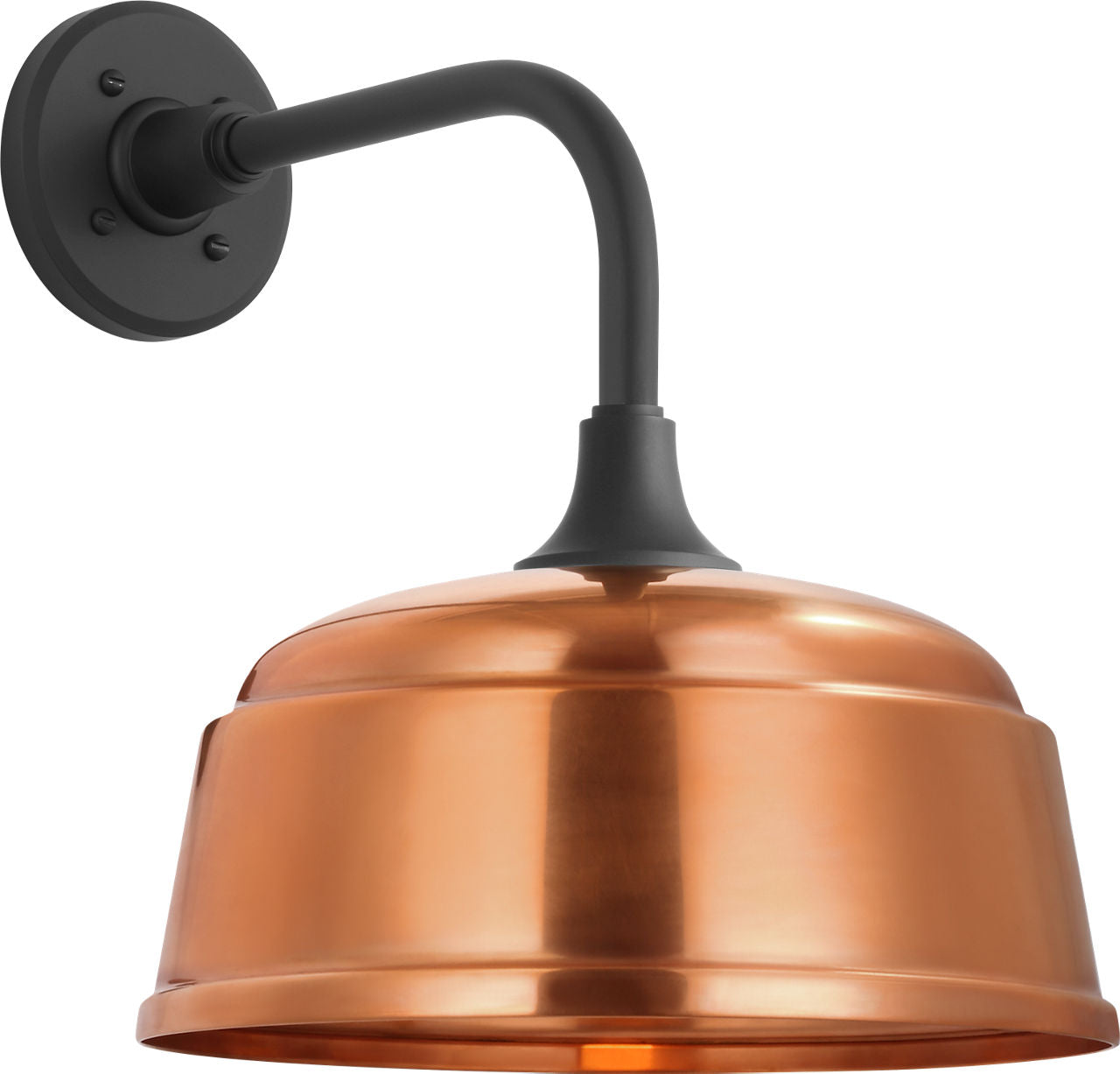 Academy 11" Rex Barn Light | Matte Black | 12.5 | 12.5" Soft Copper Rockhouse Shade