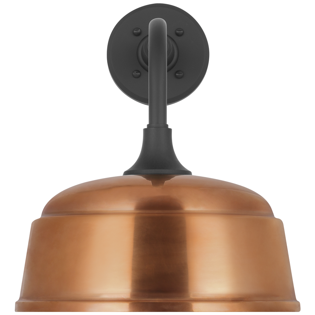 Academy 11" Rex Barn Light | Matte Black | 12.5 | 12.5" Soft Copper Rockhouse Shade