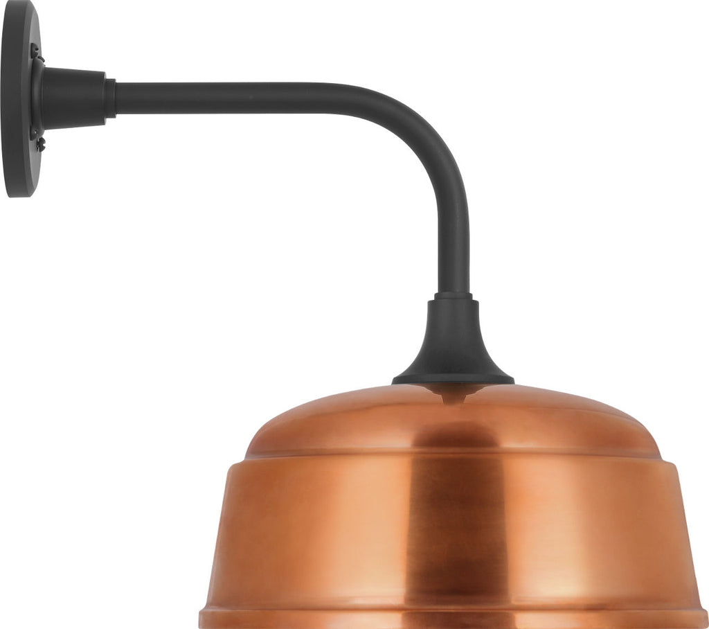 Academy 11" Rex Barn Light | Matte Black | 12.5 | 12.5" Soft Copper Rockhouse Shade