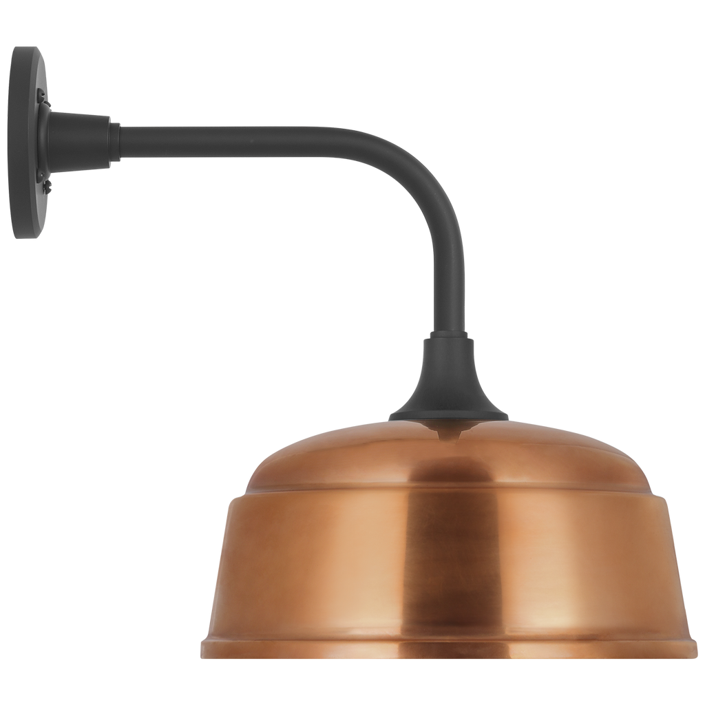 Academy 11" Rex Barn Light | Matte Black | 12.5 | 12.5" Soft Copper Rockhouse Shade