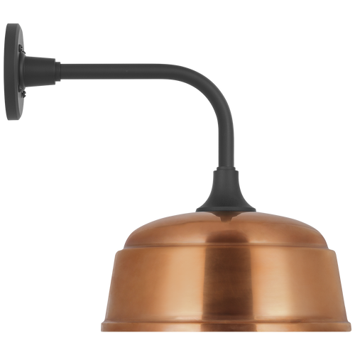 Academy 11" Rex Barn Light | Matte Black | 12.5 | 12.5" Soft Copper Rockhouse Shade