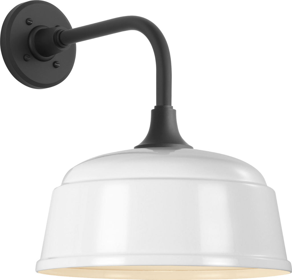 Academy 11" Rex Barn Light | Matte Black | 12.5 | 12.5" White Rockhouse Shade