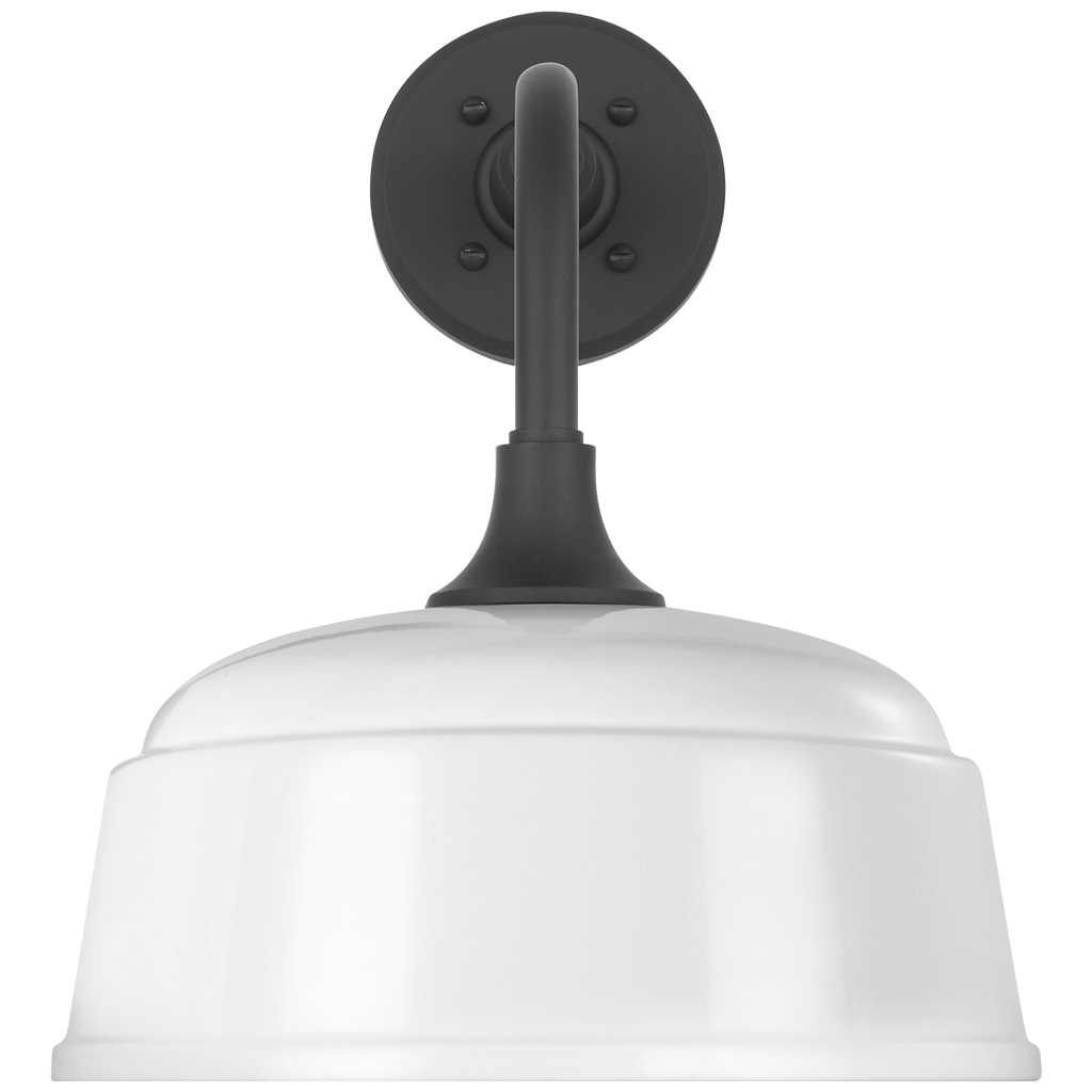 Academy 11" Rex Barn Light | Matte Black | 12.5 | 12.5" White Rockhouse Shade