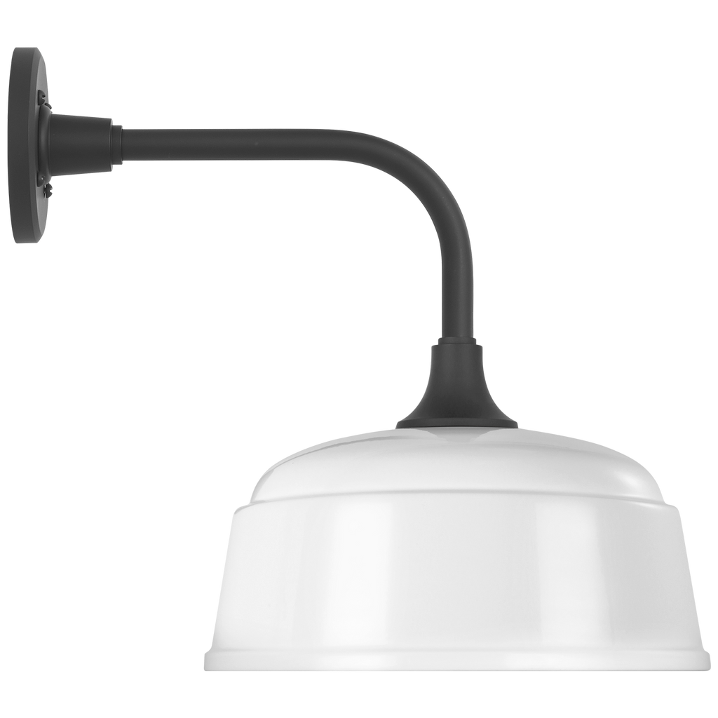 Academy 11" Rex Barn Light | Matte Black | 12.5 | 12.5" White Rockhouse Shade