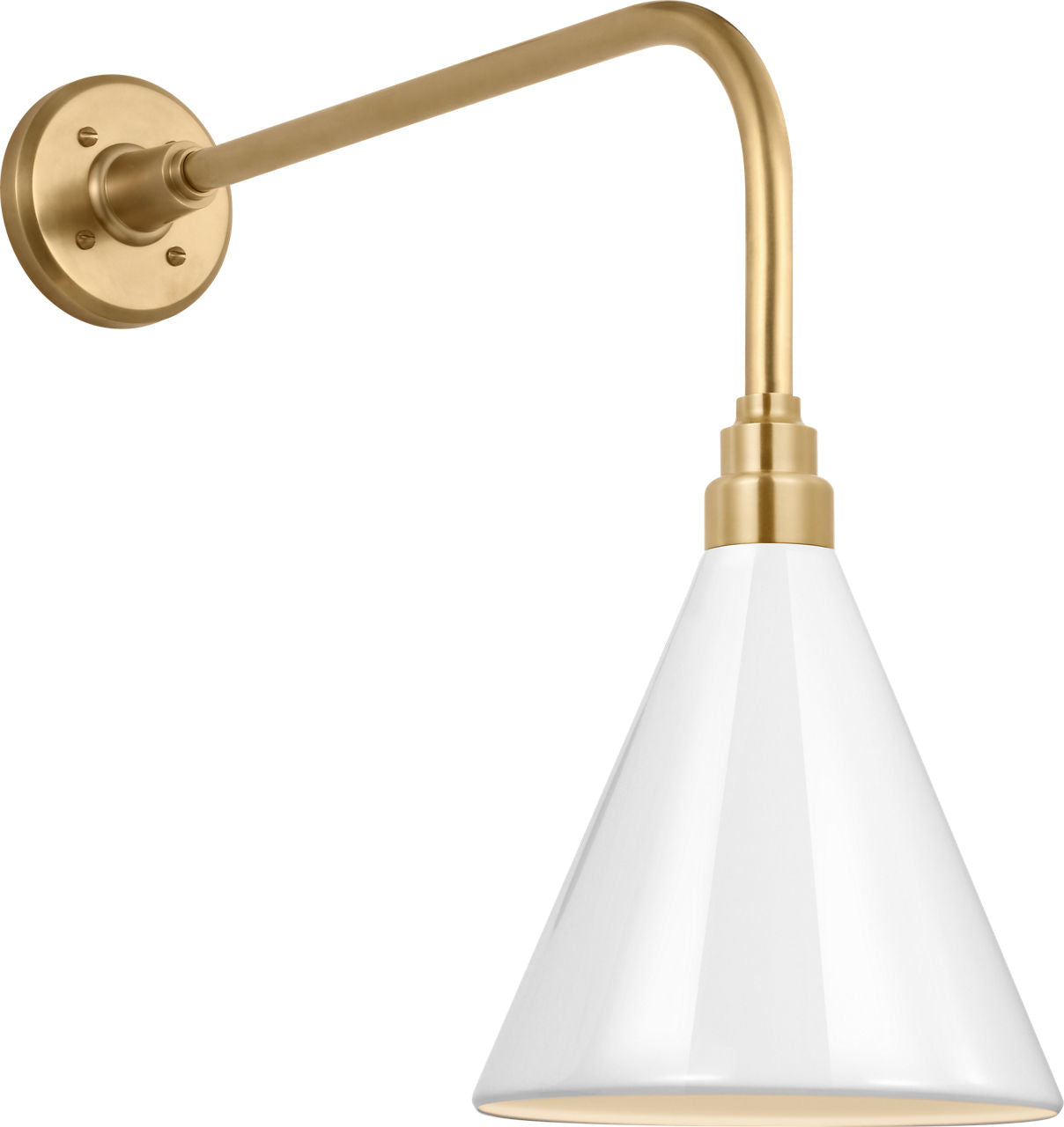 Academy 20" Rex Barn Light | Hand-Rubbed Antique Brass | 9 | 9" White Conical Savannah Shade