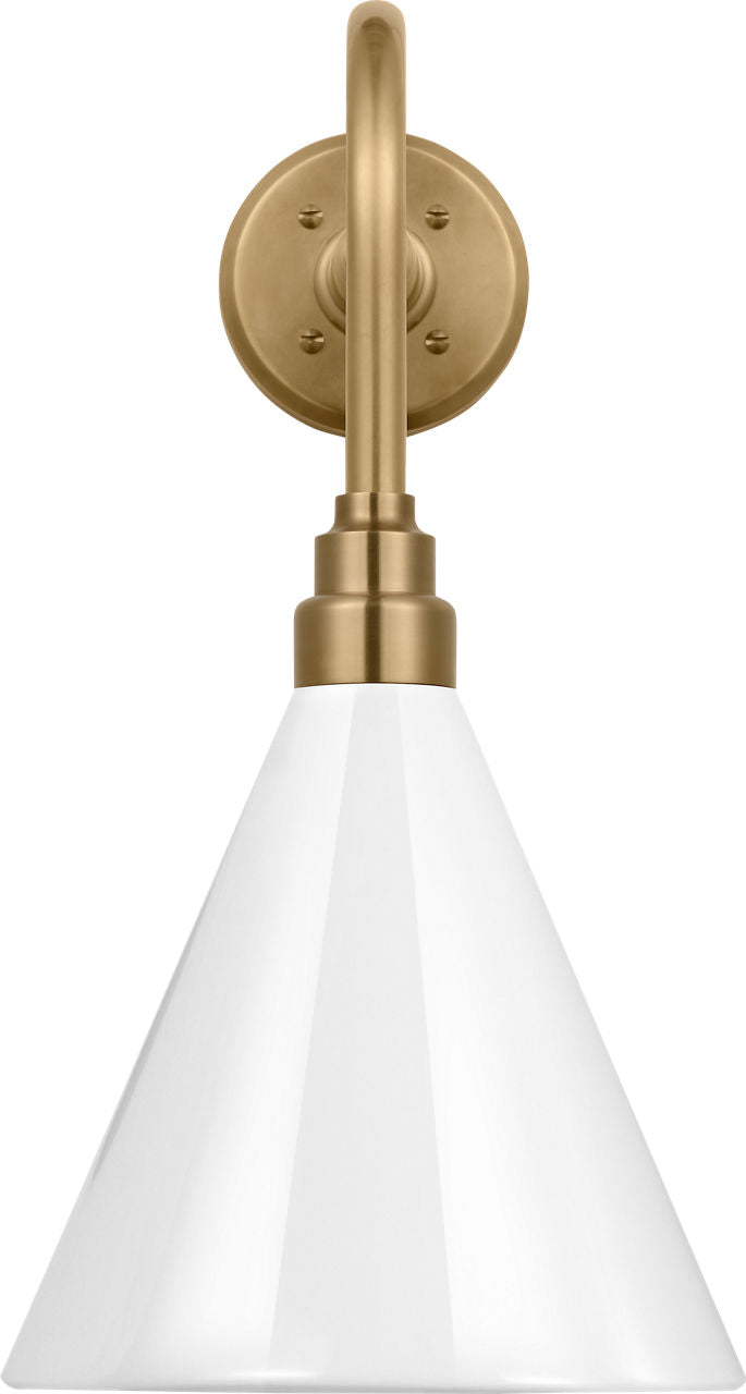 Academy 20" Rex Barn Light | Hand-Rubbed Antique Brass | 9 | 9" White Conical Savannah Shade