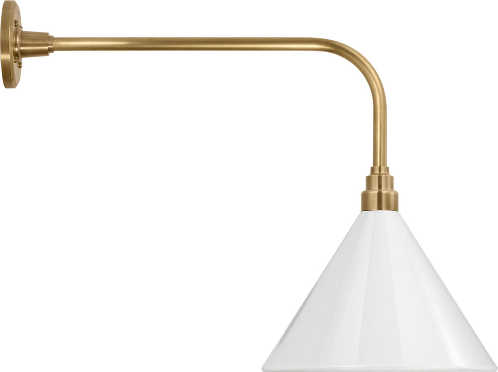 Academy 20" Rex Barn Light | Hand-Rubbed Antique Brass | 12.5 | 12.5" White Conical Savannah Shade
