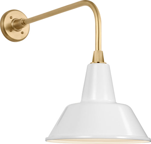 Academy 20" Rex Barn Light | Hand-Rubbed Antique Brass | 12.5 | 12.5" White Bowers Shade