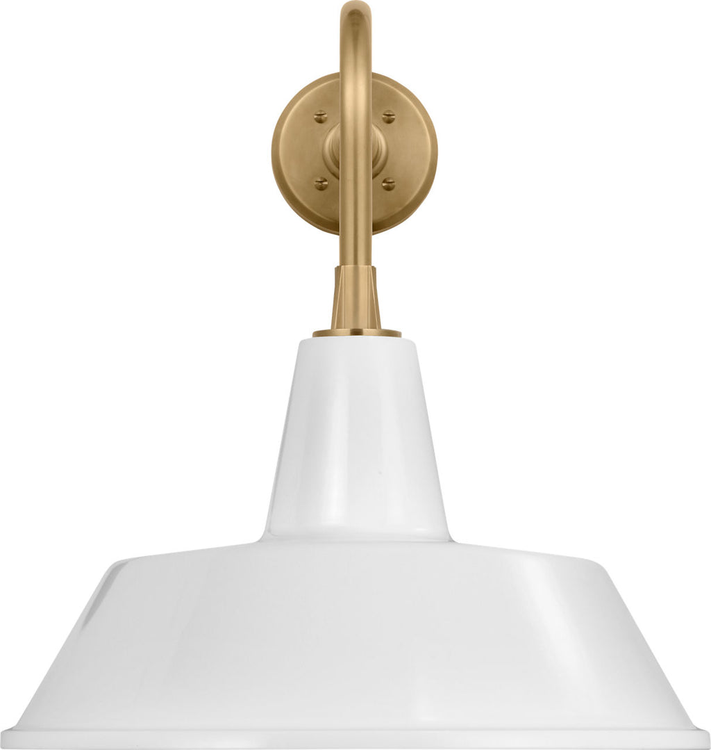 Academy 20" Rex Barn Light | Hand-Rubbed Antique Brass | 16 | 16" White Bowers Shade