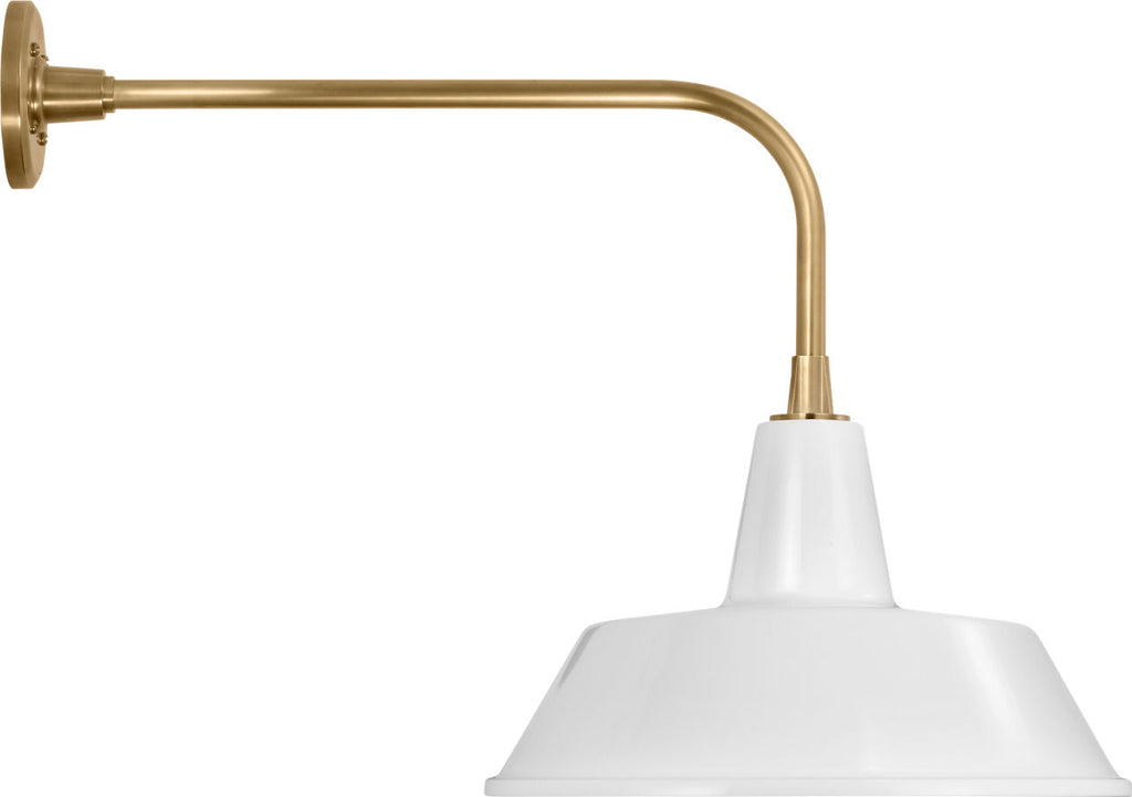 Academy 20" Rex Barn Light | Hand-Rubbed Antique Brass | 16 | 16" White Bowers Shade