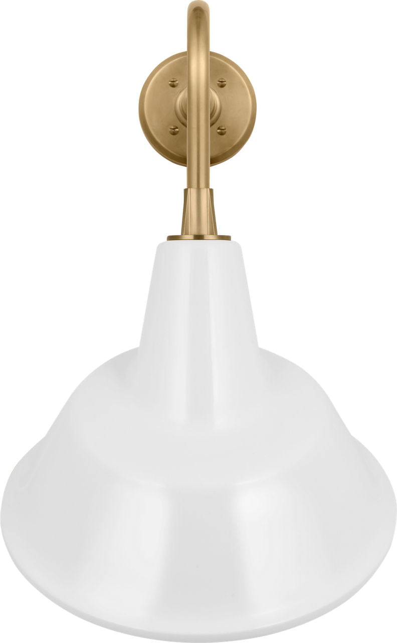 Academy 20" Rex Barn Light | Hand-Rubbed Antique Brass | 12.5 | 12.5" White Tilted Bowers Shade