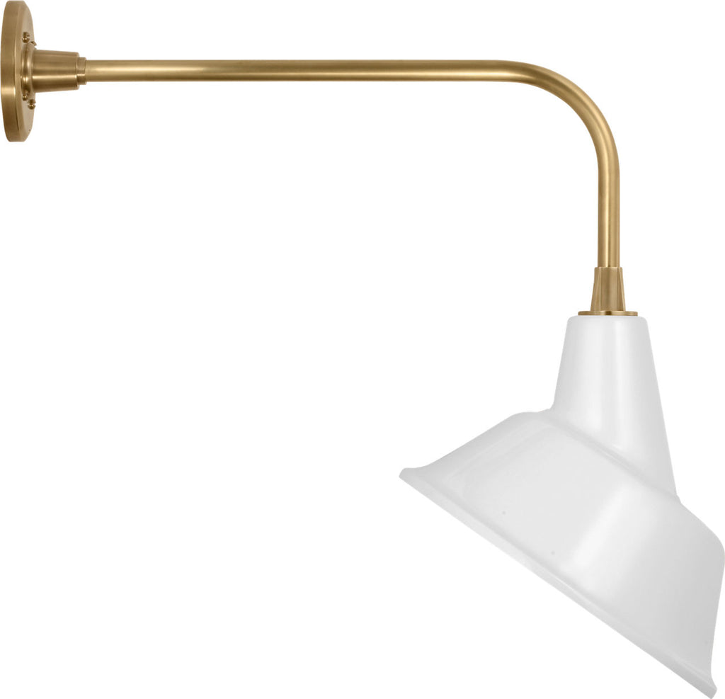 Academy 20" Rex Barn Light | Hand-Rubbed Antique Brass | 12.5 | 12.5" White Tilted Bowers Shade