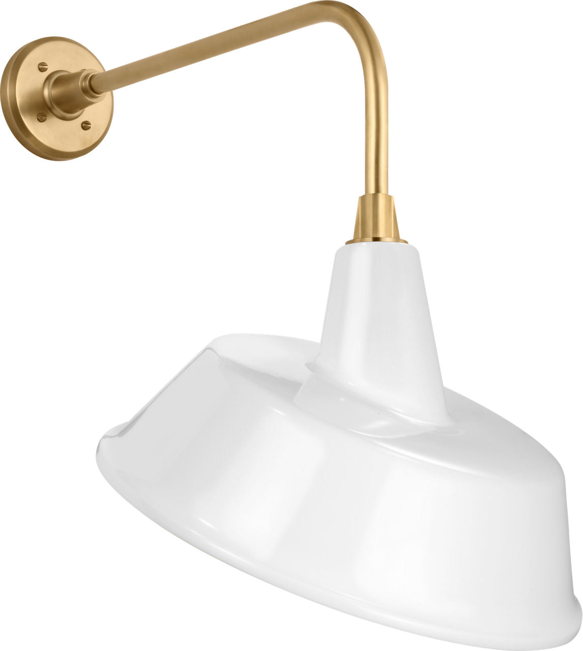 Academy 20" Rex Barn Light | Hand-Rubbed Antique Brass | 16 | 16" White Tilted Bowers Shade