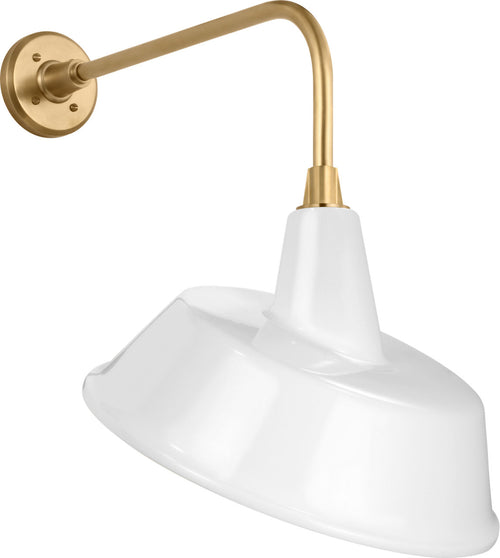 Academy 20" Rex Barn Light | Hand-Rubbed Antique Brass | 16 | 16" White Tilted Bowers Shade