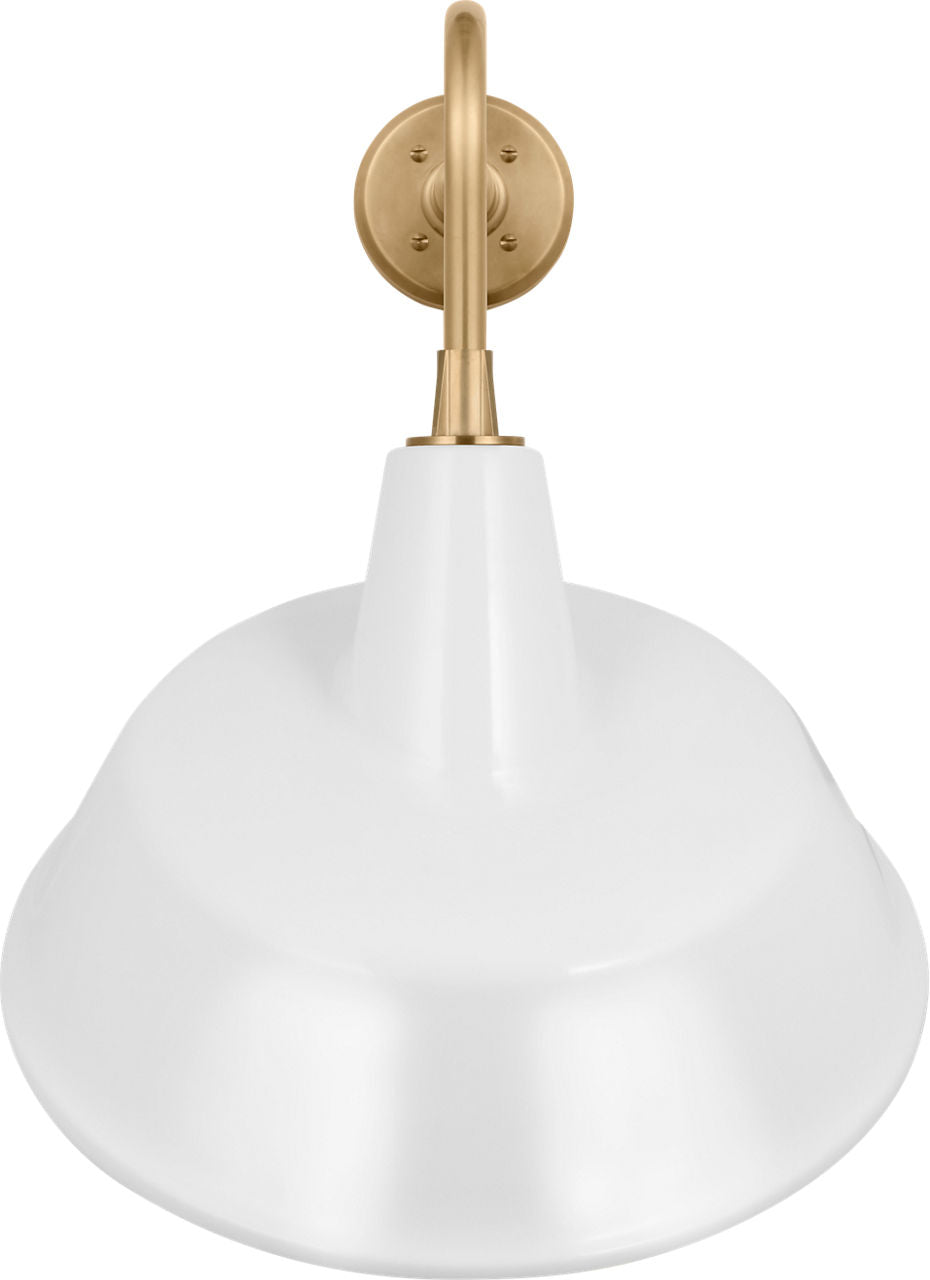 Academy 20" Rex Barn Light | Hand-Rubbed Antique Brass | 16 | 16" White Tilted Bowers Shade