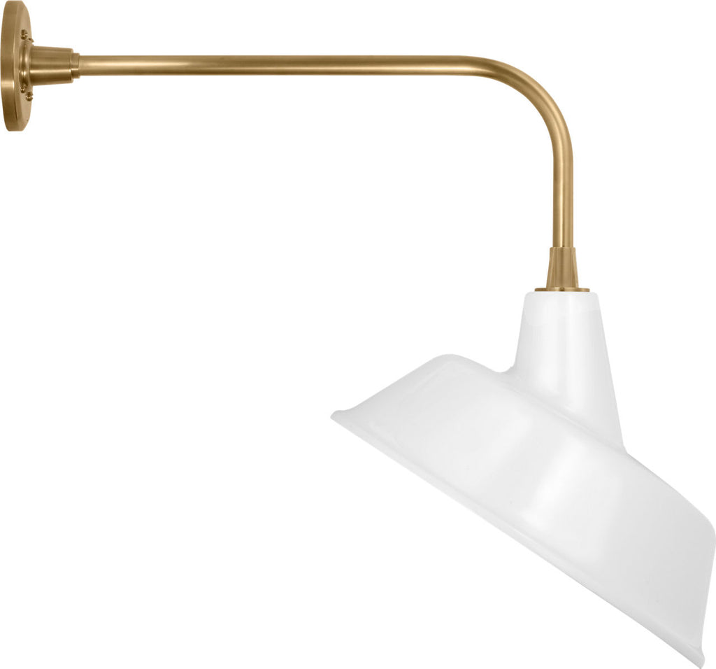 Academy 20" Rex Barn Light | Hand-Rubbed Antique Brass | 16 | 16" White Tilted Bowers Shade