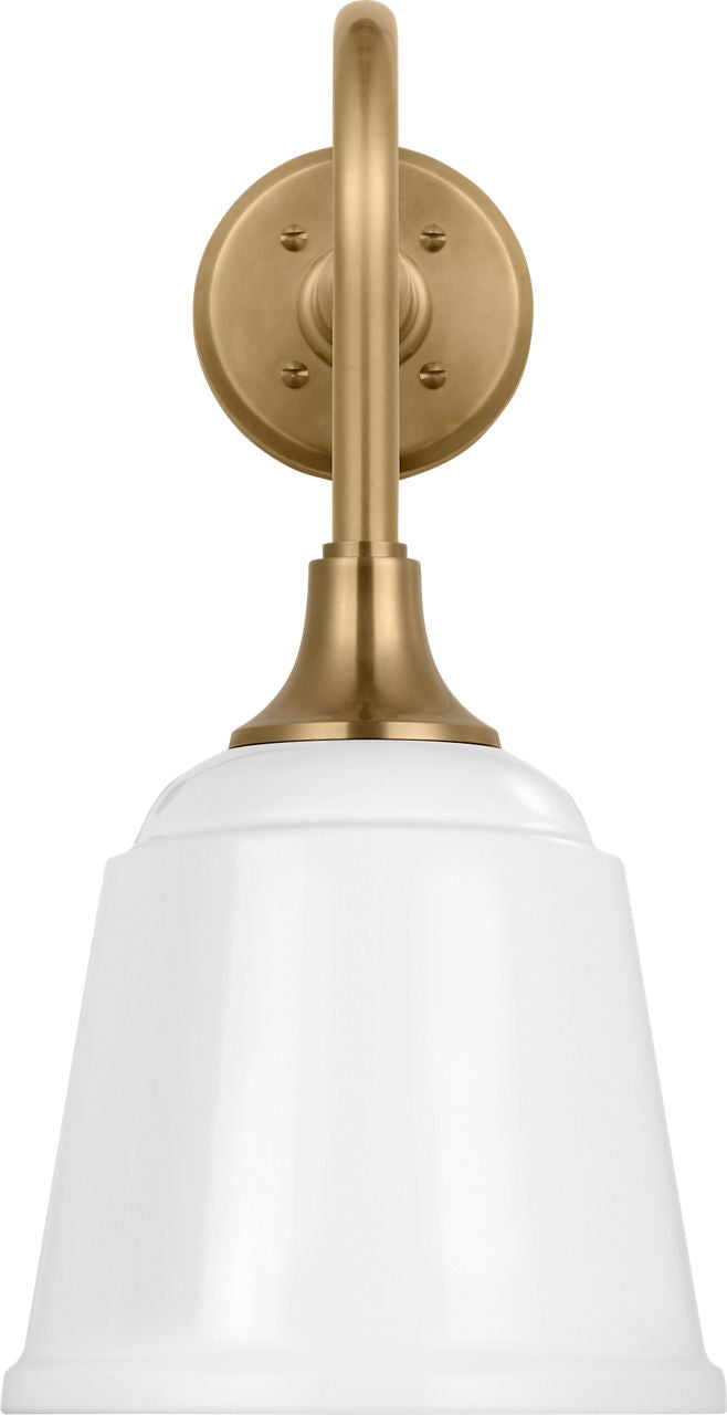 Academy 20" Rex Barn Light | Hand-Rubbed Antique Brass | 8 | 8" White Rockhouse Shade