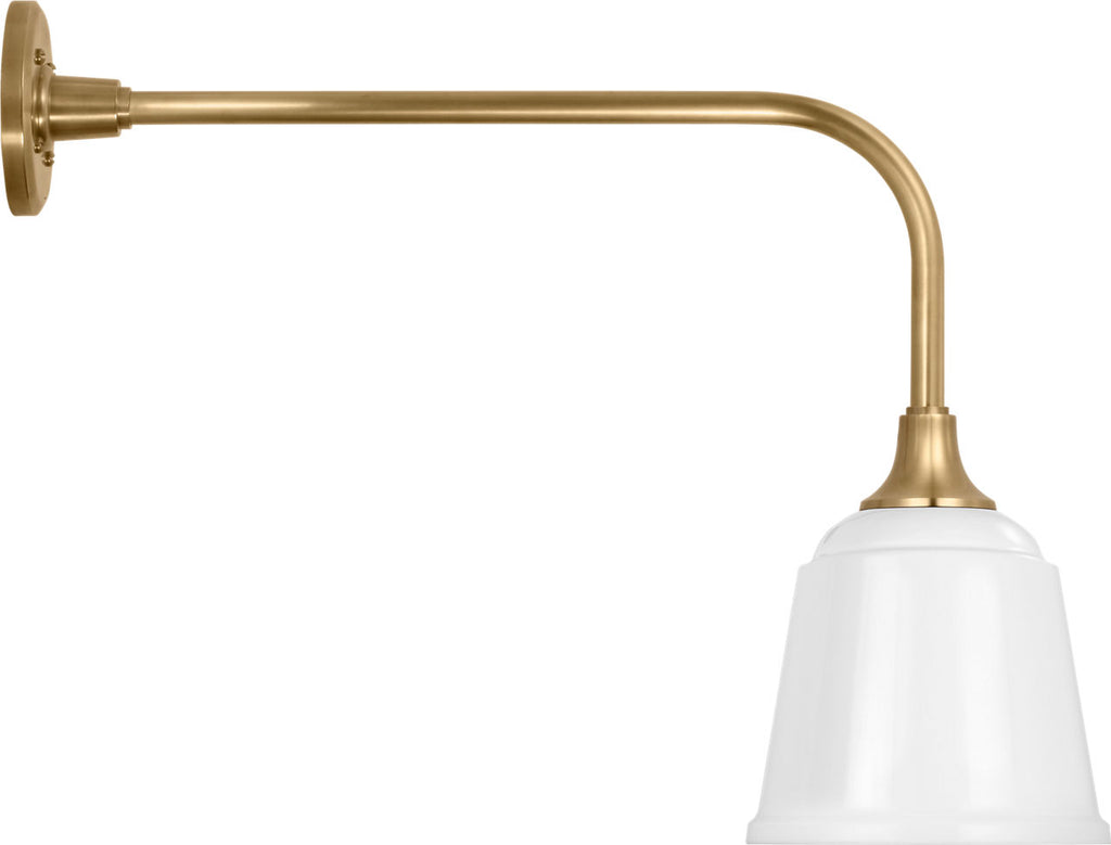 Academy 20" Rex Barn Light | Hand-Rubbed Antique Brass | 8 | 8" White Rockhouse Shade