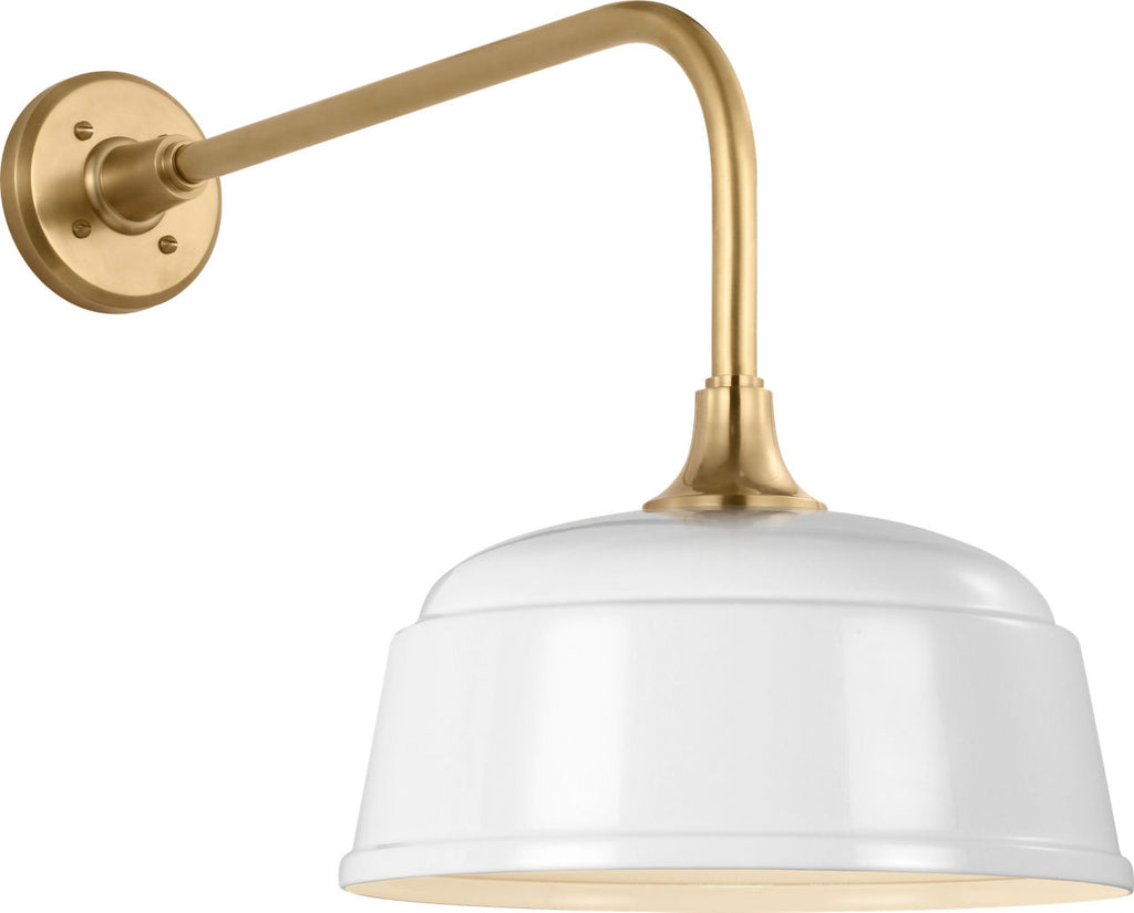 Academy 20" Rex Barn Light | Hand-Rubbed Antique Brass | 12.5 | 12.5" White Rockhouse Shade