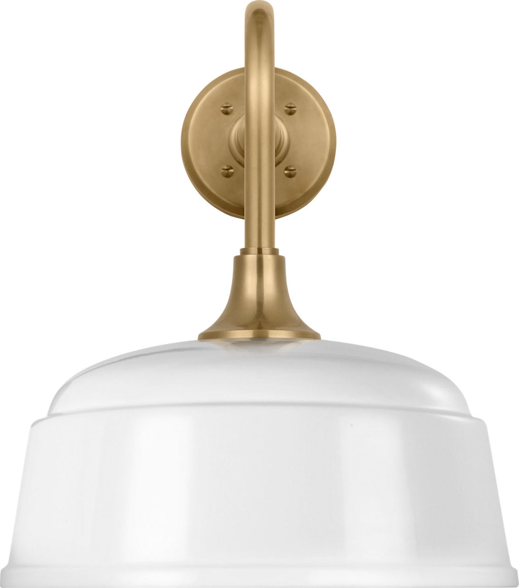 Academy 20" Rex Barn Light | Hand-Rubbed Antique Brass | 12.5 | 12.5" White Rockhouse Shade