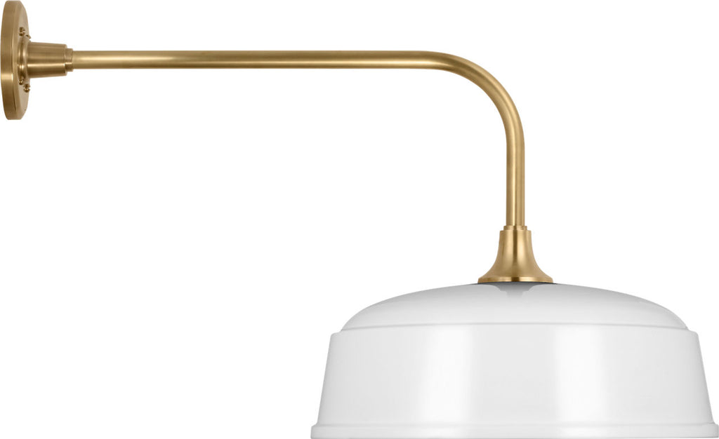 Academy 20" Rex Barn Light | Hand-Rubbed Antique Brass | 16 | 16" White Rockhouse Shade