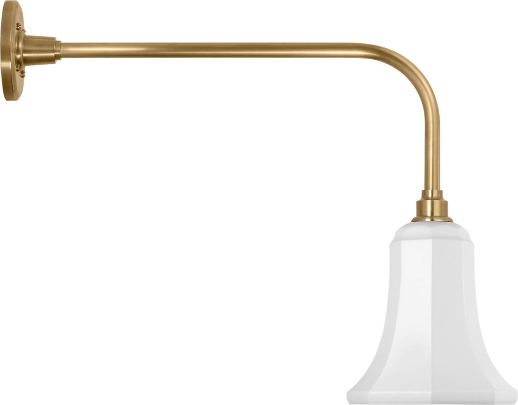 Academy 20" Rex Barn Light | Hand-Rubbed Antique Brass | 7.5 | 7.5" White Savannah Shade