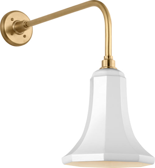 Academy 20" Rex Barn Light | Hand-Rubbed Antique Brass | 9.25 | 9.25" White Savannah Shade