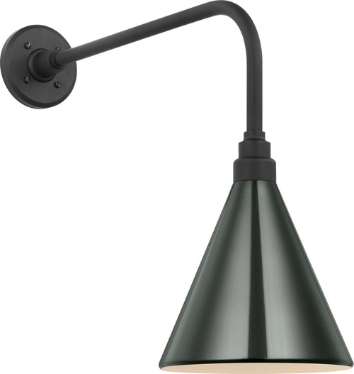 Academy 20" Rex Barn Light | Matte Black | 9 | 9" Green Conical Savannah Shade