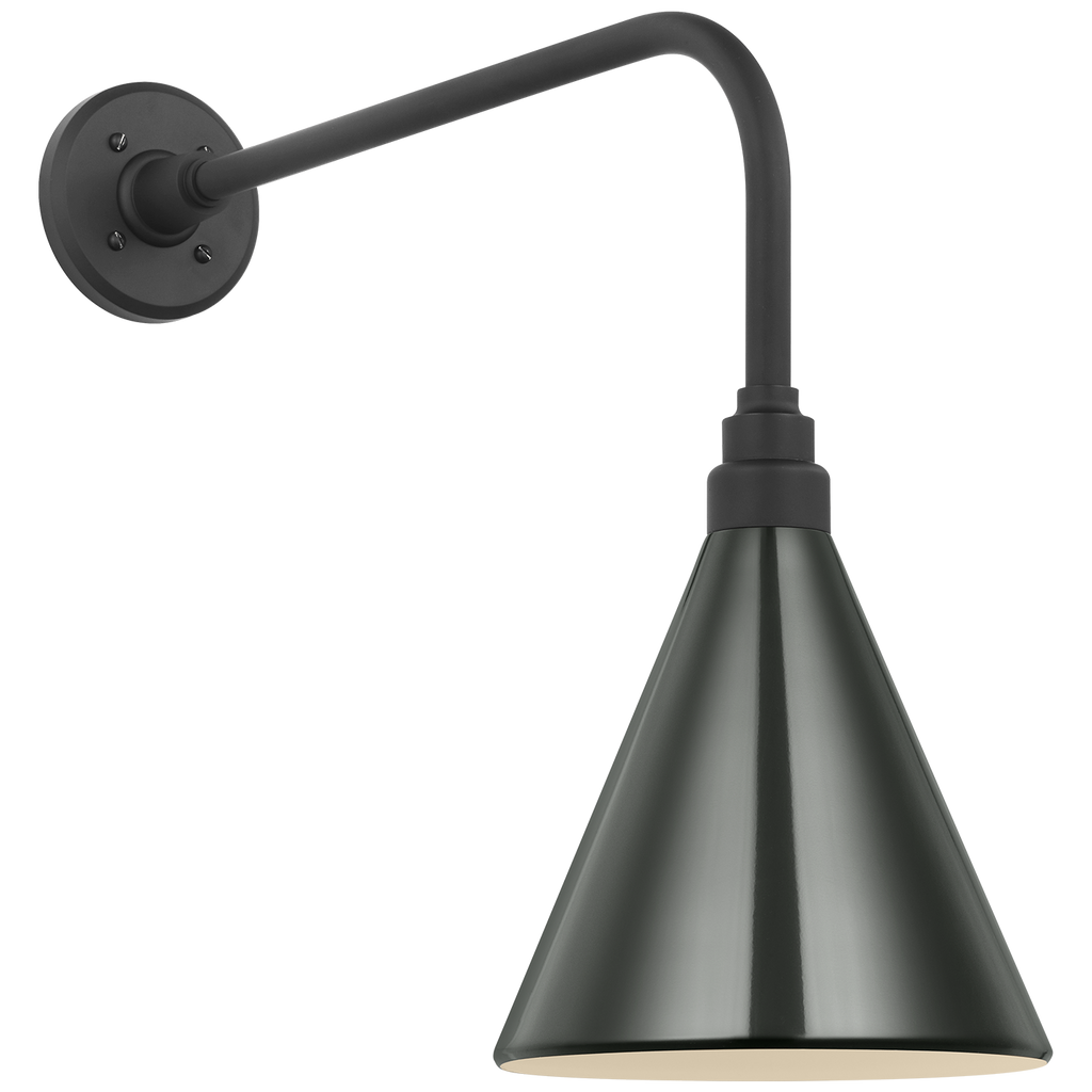 Academy 20" Rex Barn Light | Matte Black | 9 | 9" Green Conical Savannah Shade
