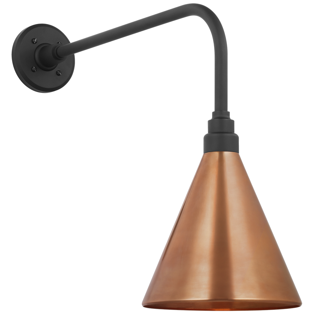 Academy 20" Rex Barn Light | Matte Black | 9 | 9" Soft Copper Conical Savannah Shade