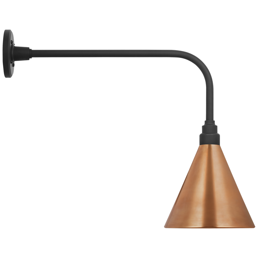 Academy 20" Rex Barn Light | Matte Black | 9 | 9" Soft Copper Conical Savannah Shade