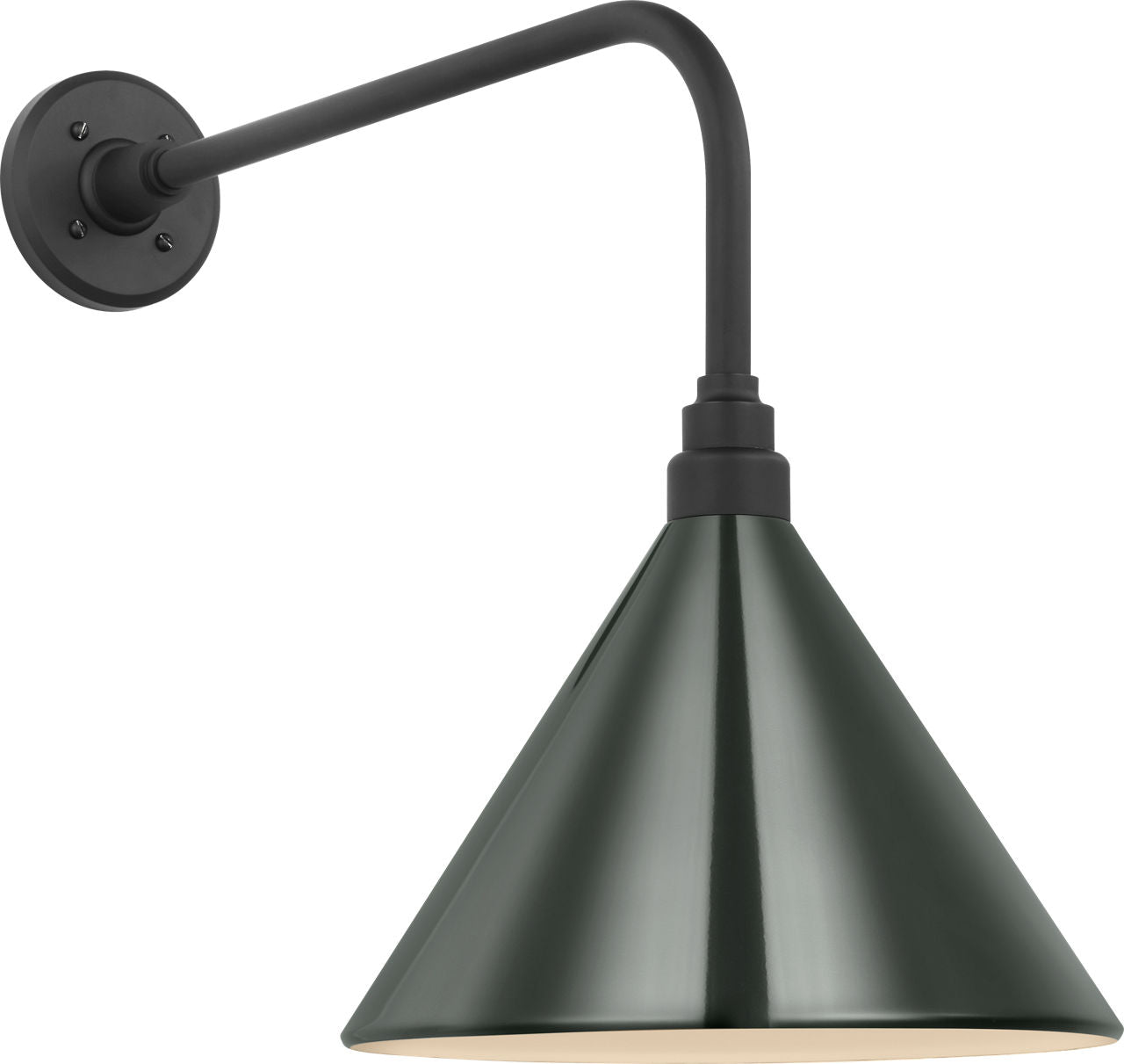 Academy 20" Rex Barn Light | Matte Black | 12.5 | 12.5" Green Conical Savannah Shade