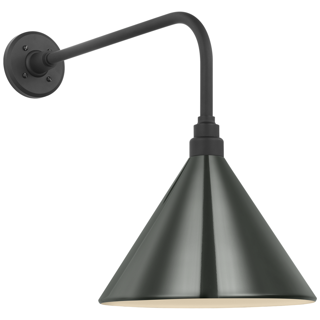 Academy 20" Rex Barn Light | Matte Black | 12.5 | 12.5" Green Conical Savannah Shade