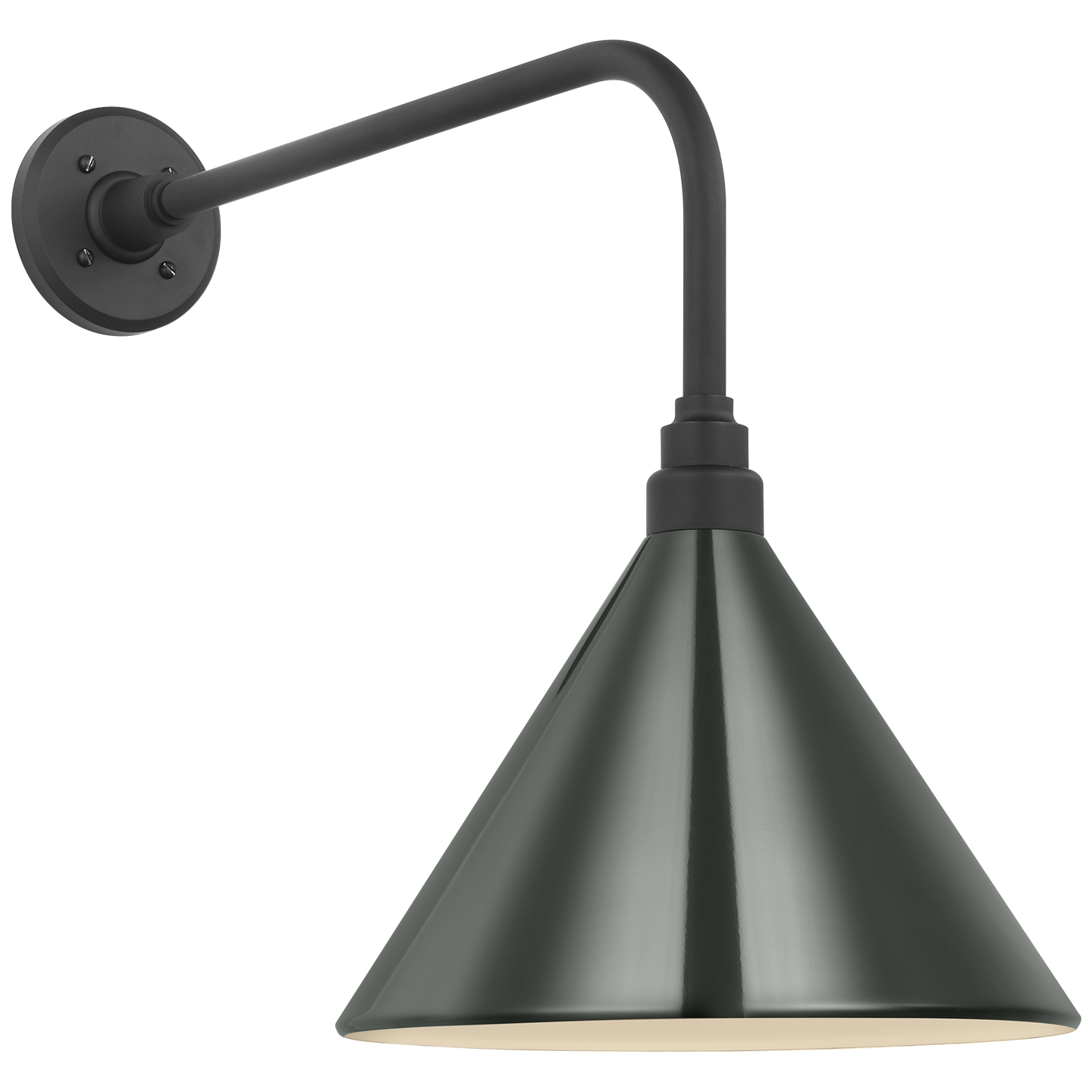 Academy 20" Rex Barn Light | Matte Black | 12.5 | 12.5" Green Conical Savannah Shade