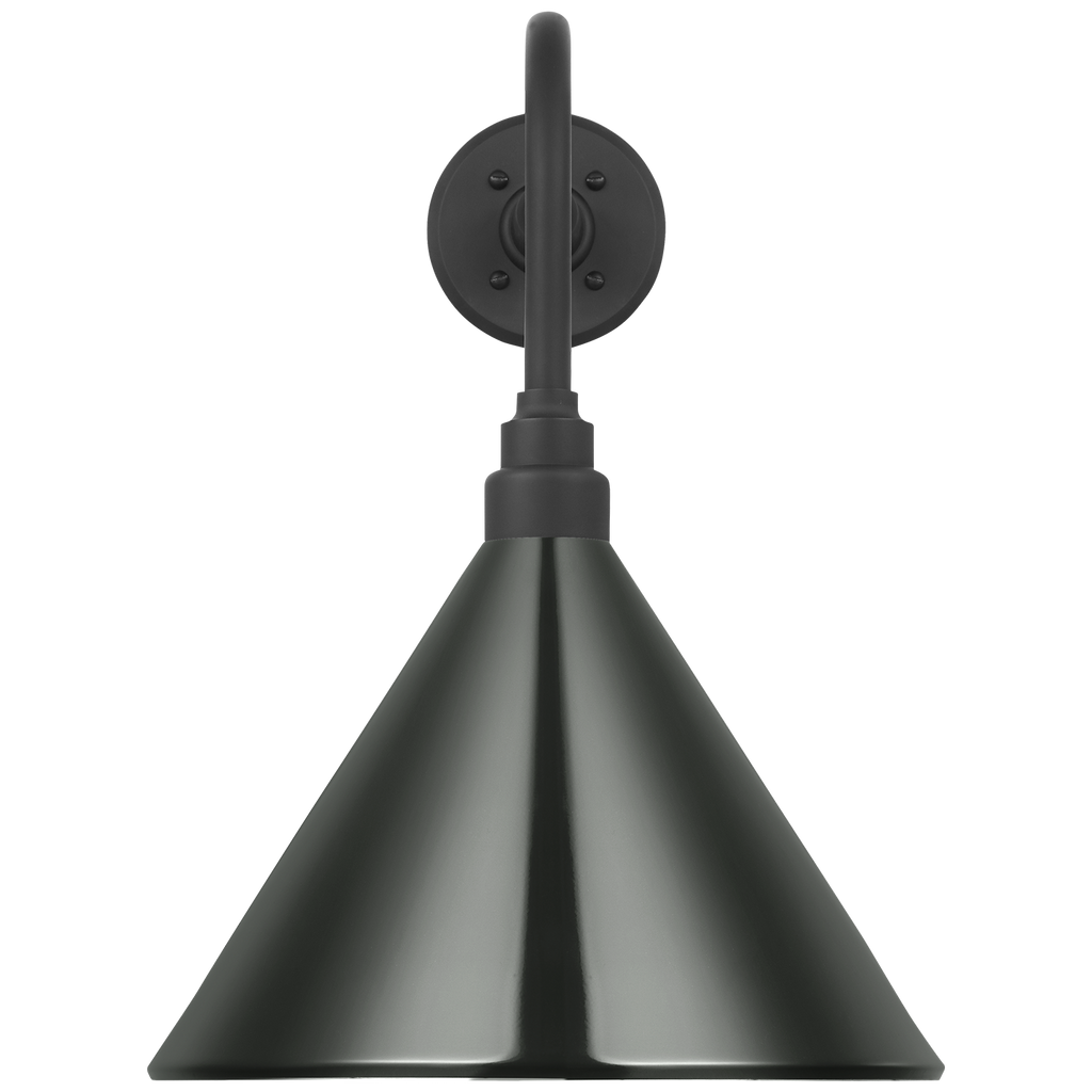 Academy 20" Rex Barn Light | Matte Black | 12.5 | 12.5" Green Conical Savannah Shade