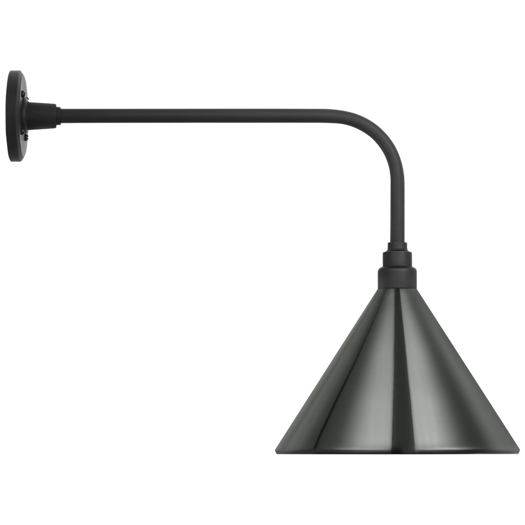 Academy 20" Rex Barn Light | Matte Black | 12.5 | 12.5" Green Conical Savannah Shade