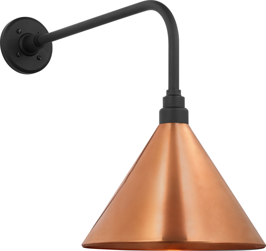 Academy 20" Rex Barn Light | Matte Black | 12.5 | 12.5" Soft Copper Conical Savannah Shade