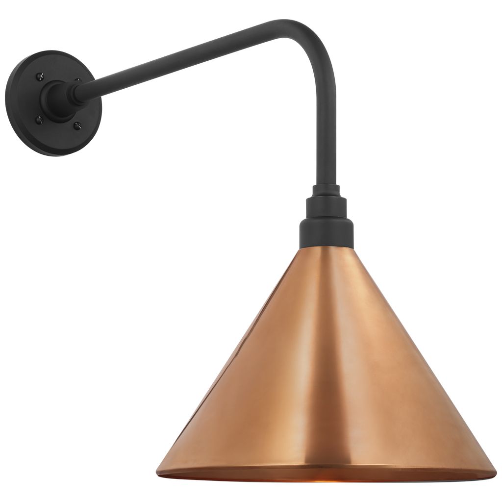 Academy 20" Rex Barn Light | Matte Black | 12.5 | 12.5" Soft Copper Conical Savannah Shade