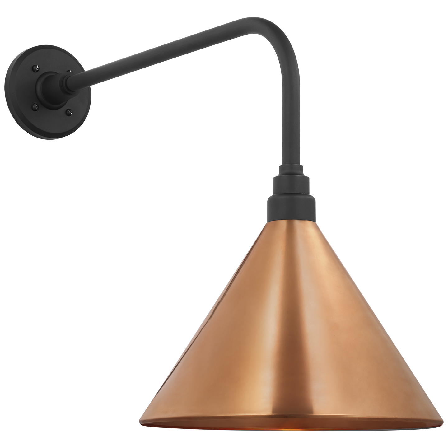 Academy 20" Rex Barn Light | Matte Black | 12.5 | 12.5" Soft Copper Conical Savannah Shade
