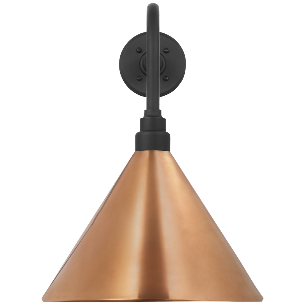 Academy 20" Rex Barn Light | Matte Black | 12.5 | 12.5" Soft Copper Conical Savannah Shade